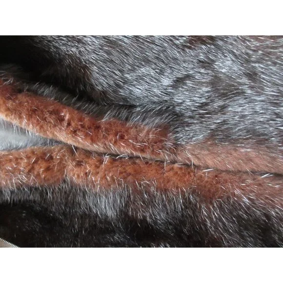 VINTAGE DYED FULL LENGTH BLACK BROWN RANCH MINK BY LLOYDS MEDIUM LINED